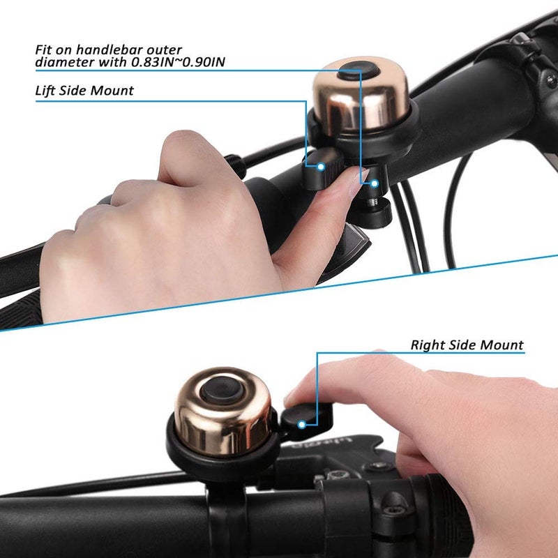 Emoly Bike Bell, 4 Pack Premium Bicycle Bell, Brass Bike Bells for Adults and Kids - Crisp Loud Melodious Sound - Bicycle Bells for Road Bike, Mountain Bike (Gold&Silver) - Image 3